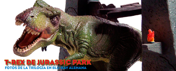 Fotografías de la Trilogía Jurassic Park en Blu-ray con T-Rex (Alemania)