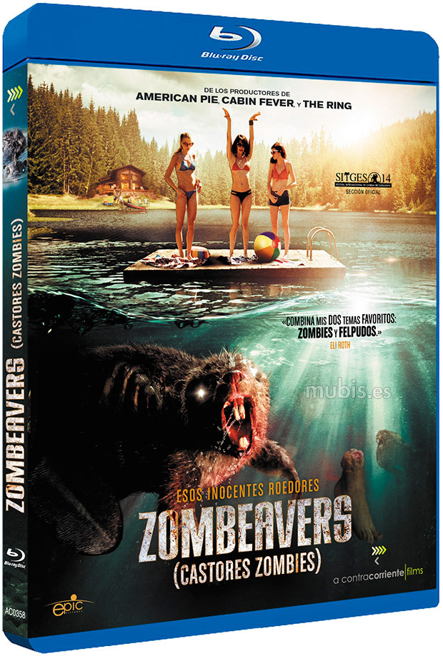 Diseño de la carátula de Zombeavers (Castores Zombies) en Blu-ray