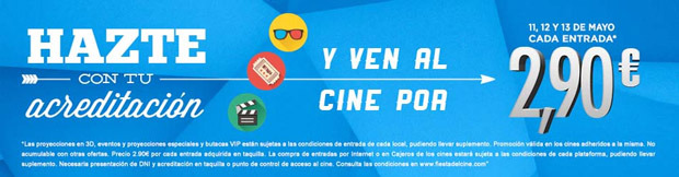 Nueva Fiesta del Cine en mayo con entradas a 2,90 €