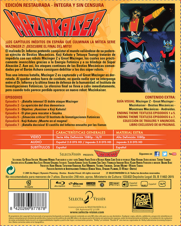 Datos de Mazinkaiser - Serie Completa (Edición Coleccionista) en Blu-ray