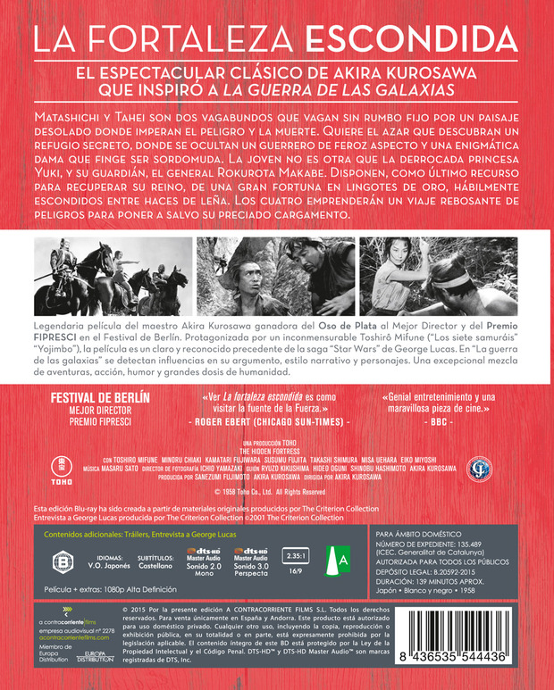 Carátula en plano de La Fortaleza Escondida en Blu-ray 3