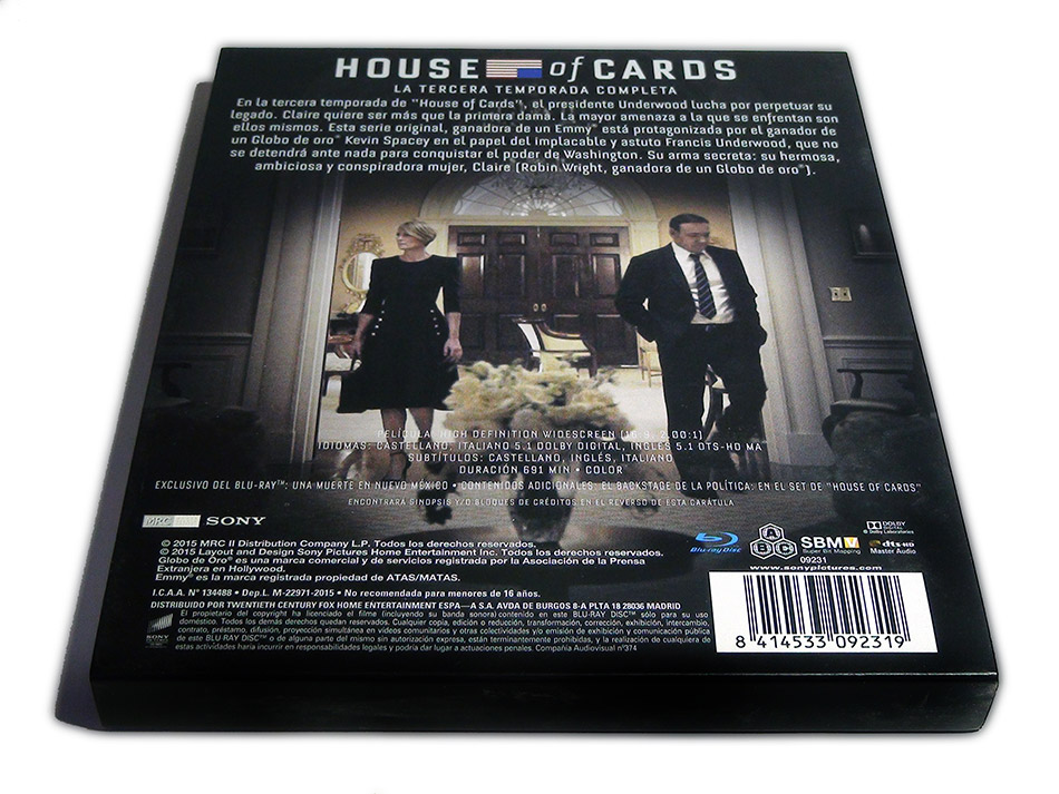 Fotografías de la tercera temporada de House of Cards en Blu-ray 5