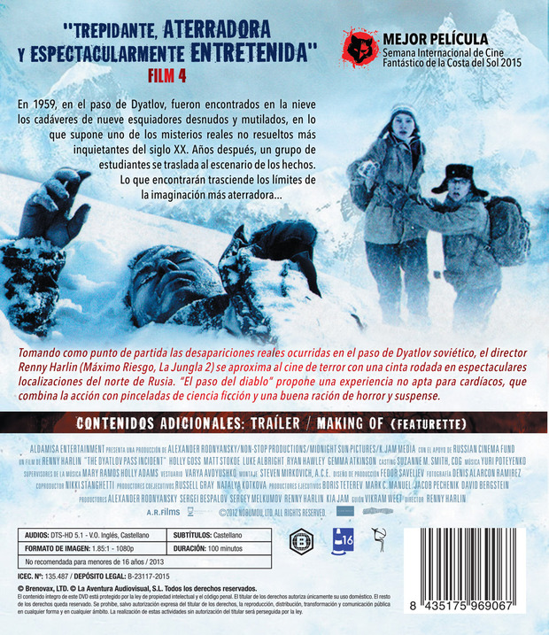Carátula y contenidos del Blu-ray de El Paso del Diablo