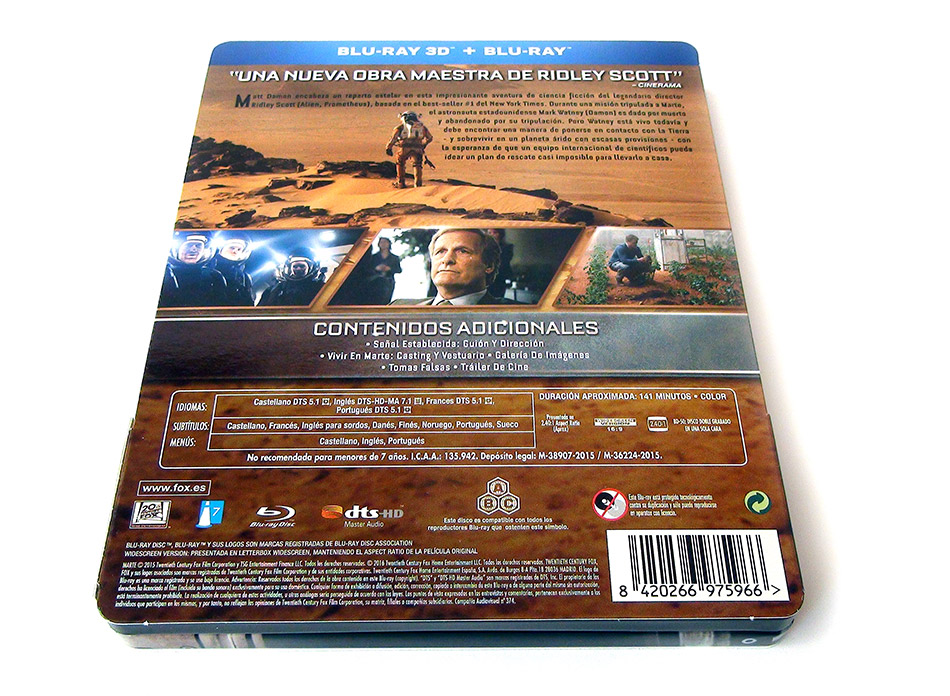 Fotografías del Steelbook de Marte (The Martian) en Blu-ray 4
