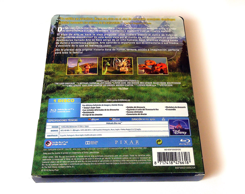 Fotografías del Steelbook de El Viaje de Arlo en Blu-ray 4