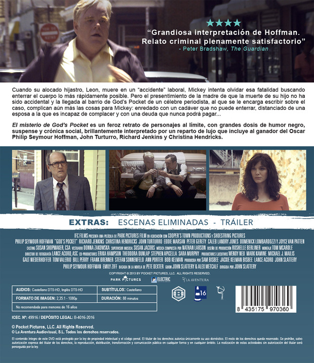 Carátula en plano de El Misterio de God's Pocket en Blu-ray 3