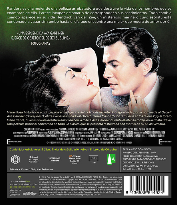 Contenidos extra del Blu-ray de Pandora y el Holandés Errante - Edición 65º Aniversario 3