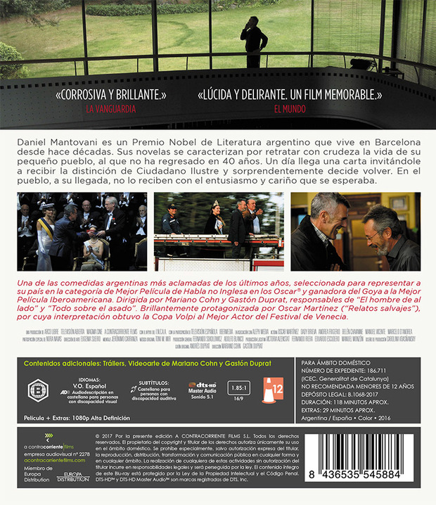 Carátula completa del Blu-ray de El Ciudadano Ilustre 3