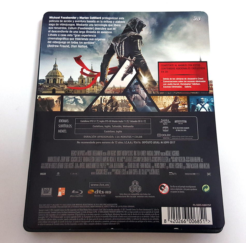 Fotografías del Steelbook de Assassin's Creed en Blu-ray 3D y 2D 3