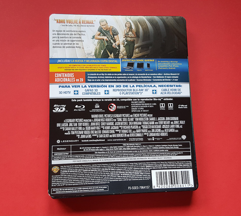 Fotografías de Steelbook de Kong: La Isla Calavera en Blu-ray 3D y 2D 4