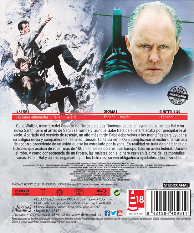 Carátula en plano de Máximo Riesgo en Blu-ray 3