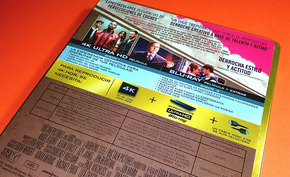 Fotografías del Steelbook exclusivo de Baby Driver en Blu-ray y UHD 4K 4