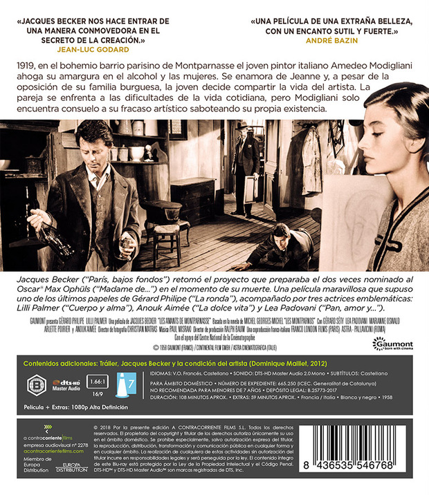 Carátula completa del Blu-ray de Los Amantes de Montparnasse 3