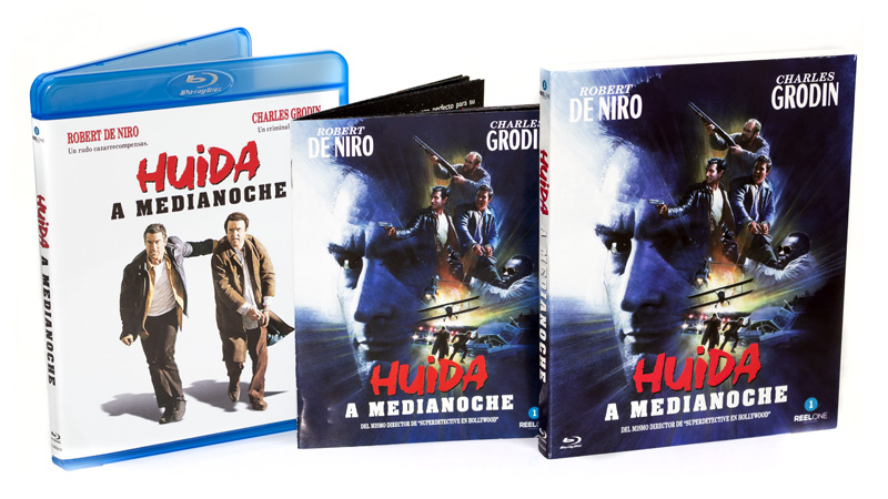 Fotografías del Blu-ray con funda y libreto de Huida a Medianoche