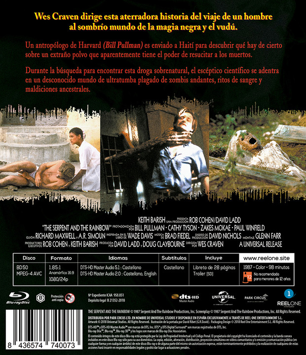 Diseño de la carátula de La Serpiente y el Arco Iris en Blu-ray