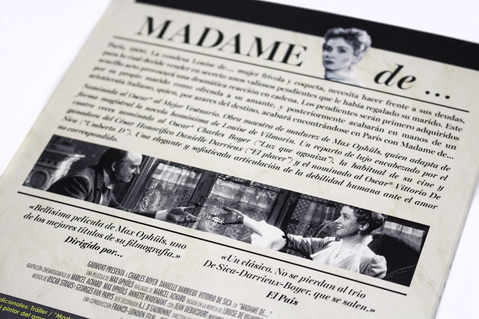 Fotografías de la edición 65º aniversario de Madame de... en Blu-ray 8