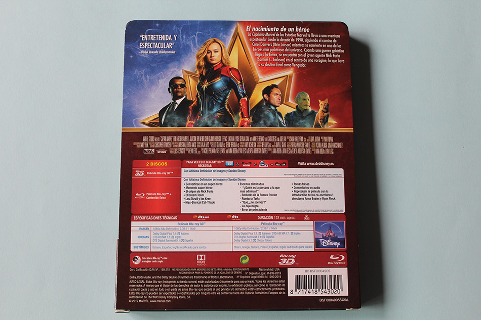 Fotografías del Steelbook de Capitana Marvel en Blu-ray 3D y 2D 3