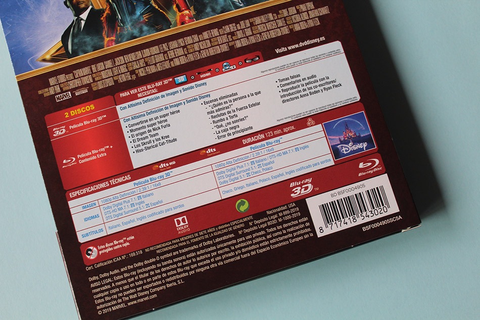Fotografías del Steelbook de Capitana Marvel en Blu-ray 3D y 2D 4