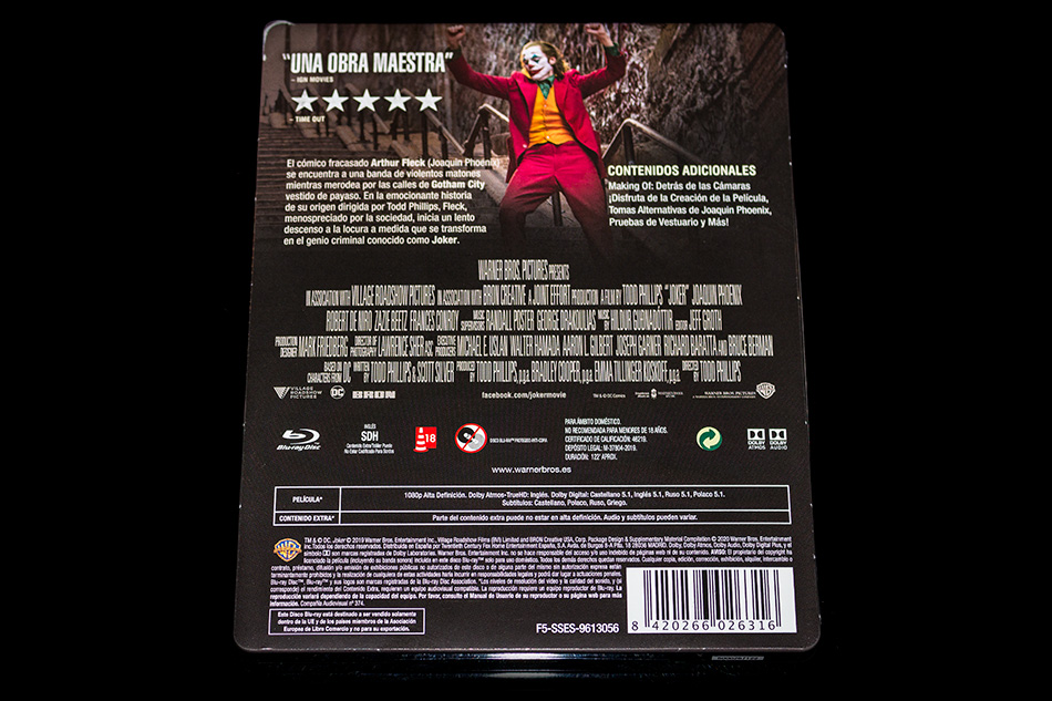 Fotografías del Steelbook de Joker en Blu-ray con diseño Imax 7