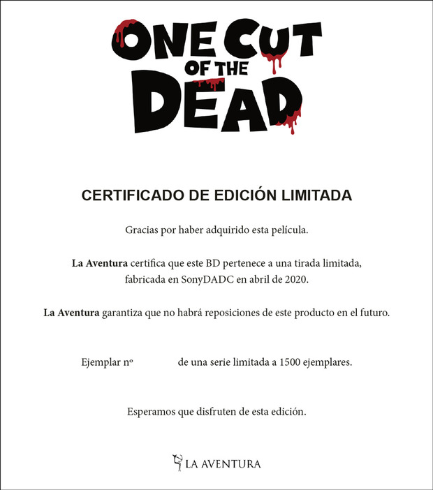 Solo se venderán 1.500 unidades del Blu-ray de One Cut of the Dead