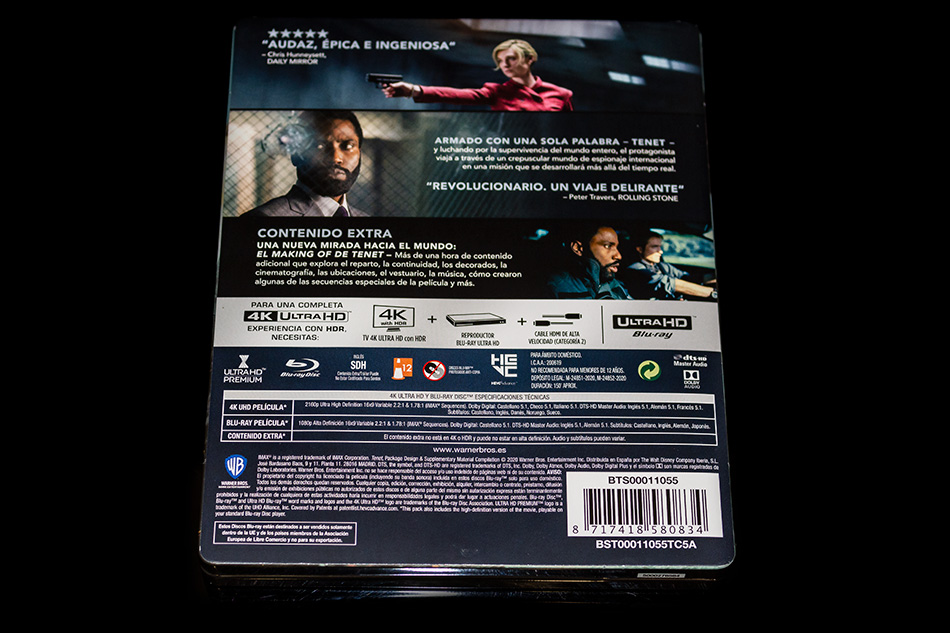 Fotografías del Steelbook de Tenet en UHD 4K y Blu-ray 6