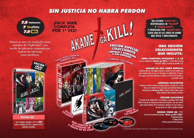 Edición coleccionista tamaño A4 de Akame ga Kill! en Blu-ray