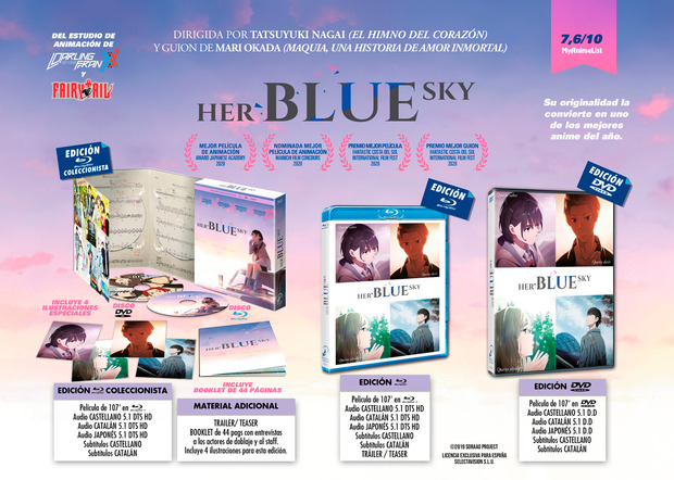 Blu-ray sencillo y coleccionista para el anime Her Blue Sky