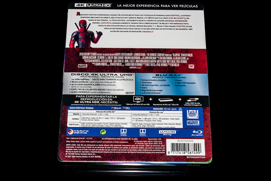 Fotografías del Steelbook lenticular de Deadpool en UHD 4K y Blu-ray 5