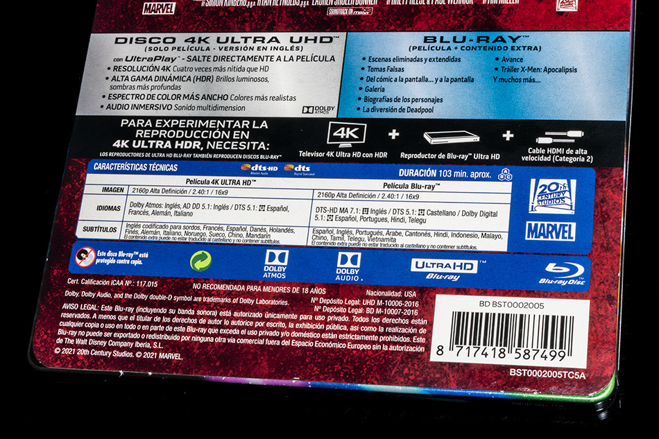 Fotografías del Steelbook lenticular de Deadpool en UHD 4K y Blu-ray 7