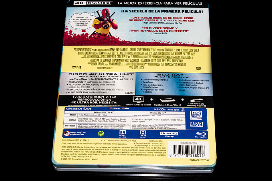 Fotografías del Steelbook lenticular de Deadpool 2 en UHD 4K y Blu-ray 5