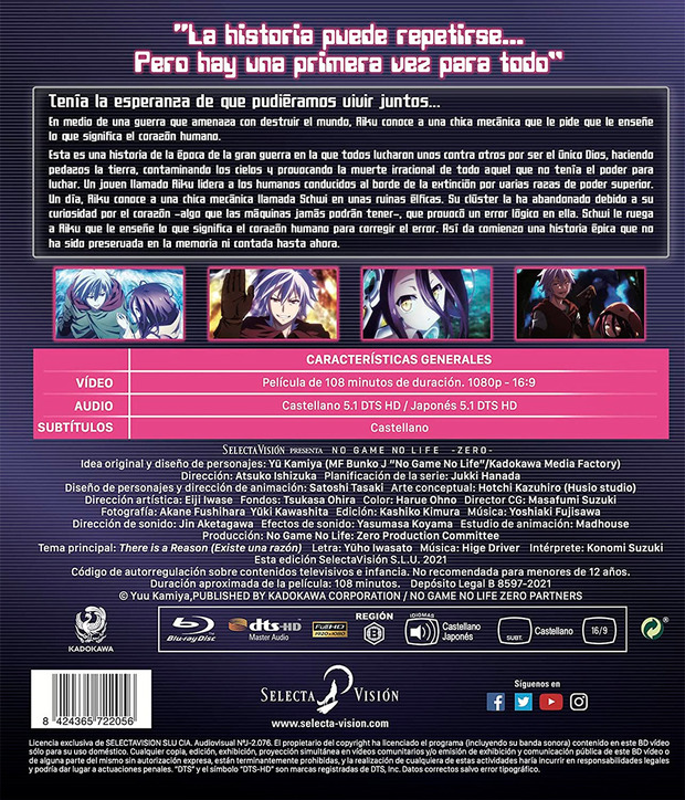 Diseño de la carátula de No Game, No Life: Zero en Blu-ray 2