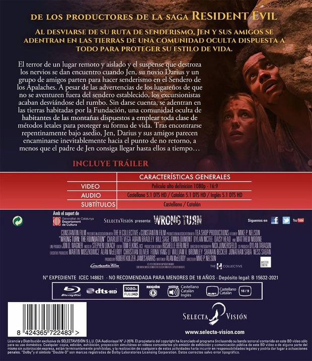 Datos de Wrong Turn: Sendero al Infierno en Blu-ray 2