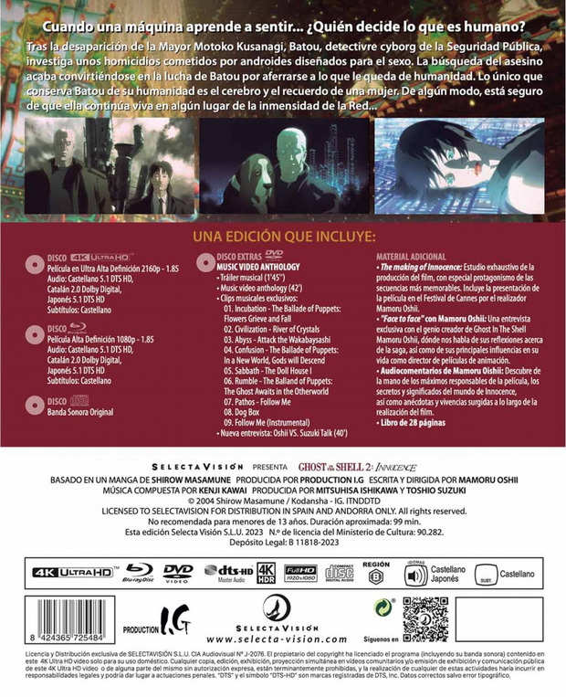 Más información de Ghost in the Shell 2: Innocence en Ultra HD Blu-ray