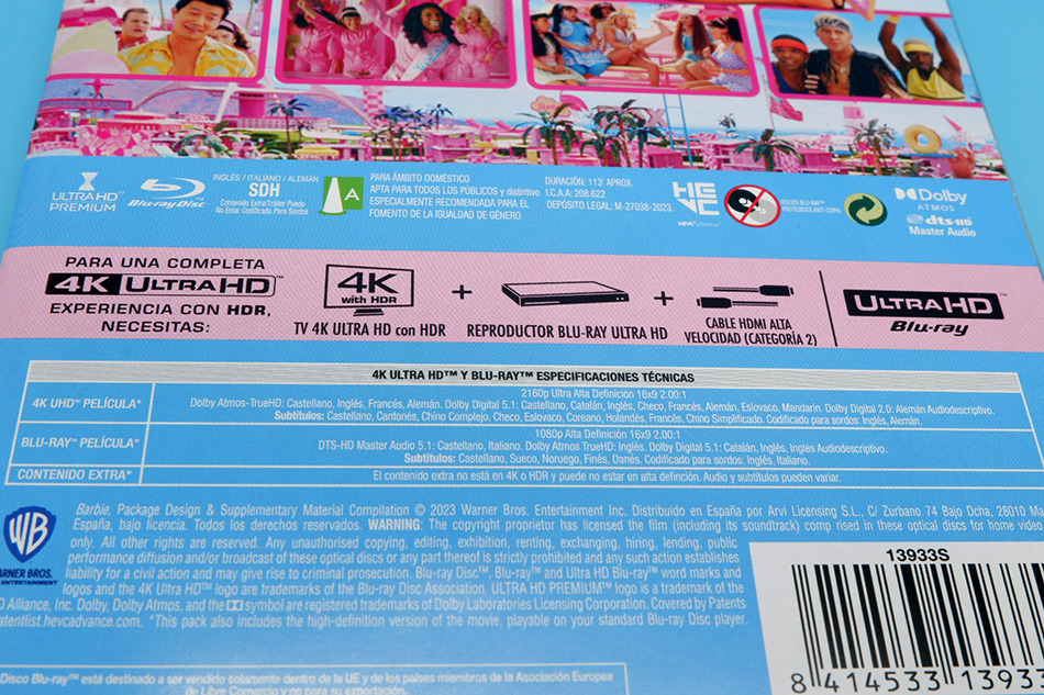 Fotografías del Steelbook de Barbie en UHD 4K y Blu-ray 5
