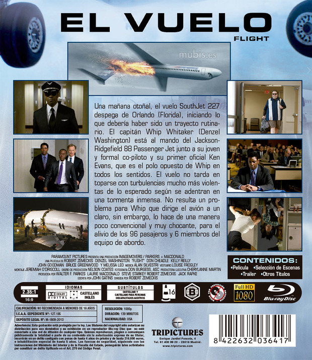Detalles del Blu-ray de El Vuelo (Flight)