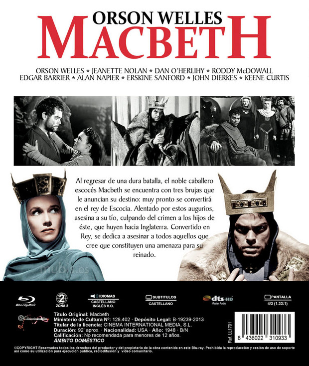 Características de Macbeth en Blu-ray