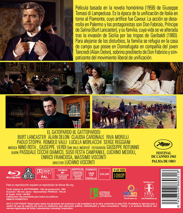 Carátula completa del Blu-ray de El Gatopardo