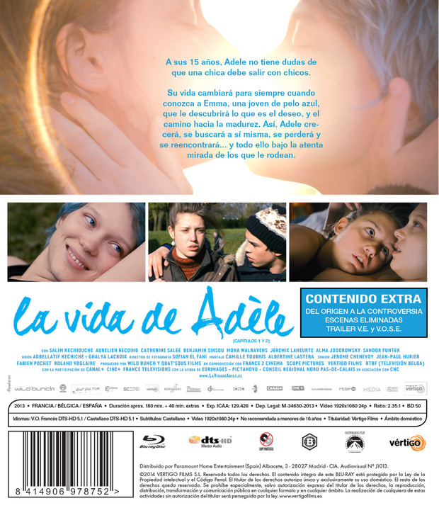 Extras y detalles completos de La Vida de Adèle en Blu-ray