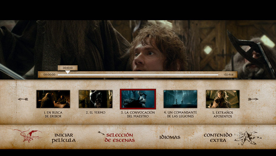 Capturas y menús de El Hobbit: La Desolación de Smaug en Blu-ray 2