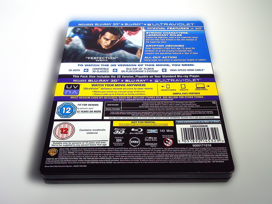 Fotografías del Steelbook de El Hombre de Acero en Blu-ray 3D y 2D (UK) 3