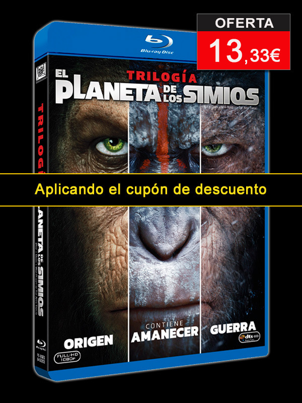 Trilogía El Planeta de los Simios: Origen + Amanecer + Guerra en Blu-ray