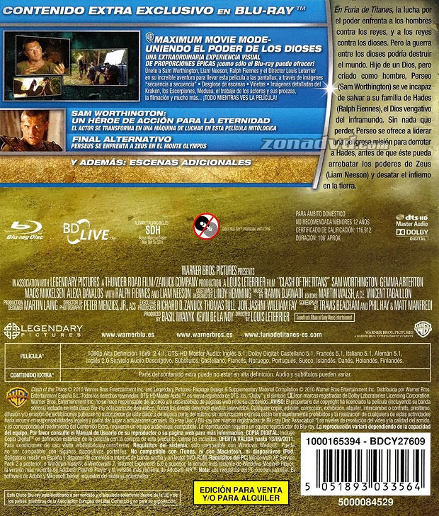 carátula Furia de Titanes (2010) portada 4