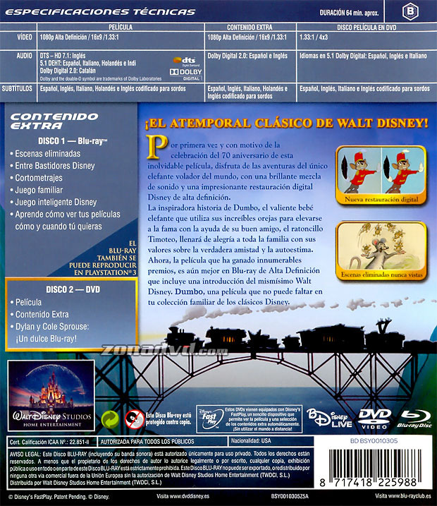 carátula Dumbo - Edición 70 Aniversario portada 3
