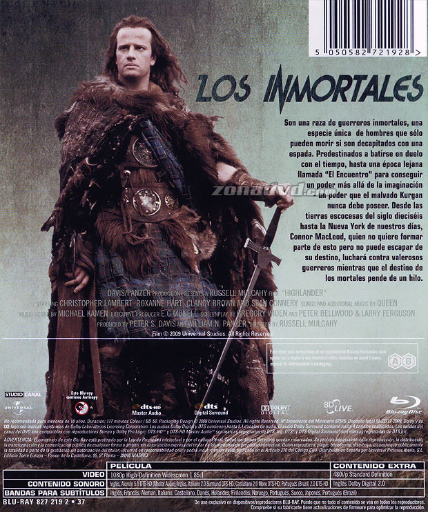 carátula Los Inmortales portada 3