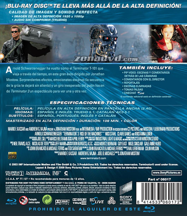 carátula Terminator 3: La Rebelión de las Máquinas portada 3