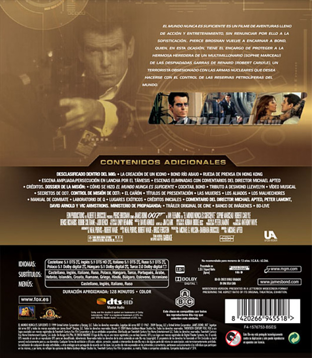 carátula James Bond: El Mundo Nunca es Suficiente portada 3