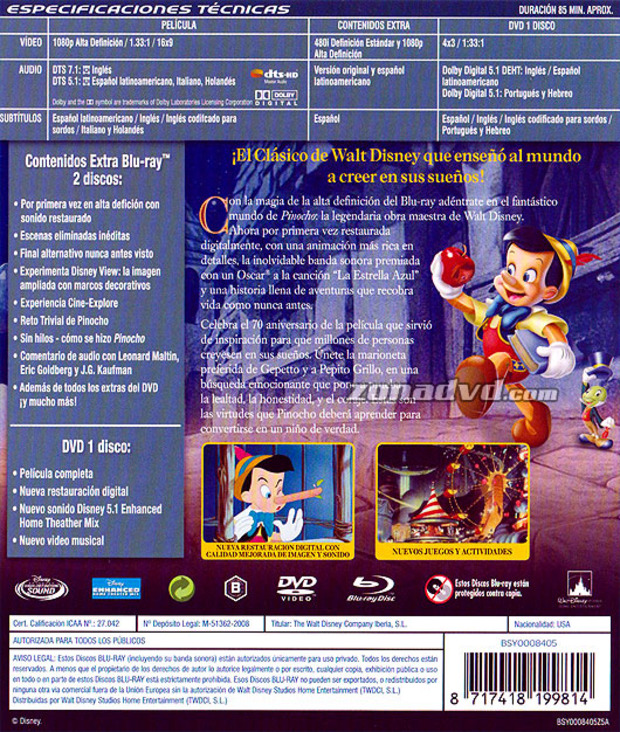carátula Pinocho - Edición Platino portada 3