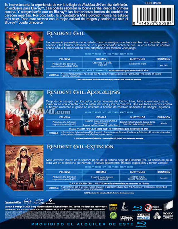 carátula Resident Evil - Trilogía portada 3
