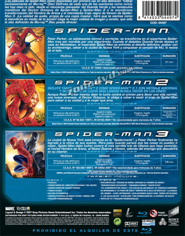 carátula Spider-Man - Trilogía portada 3