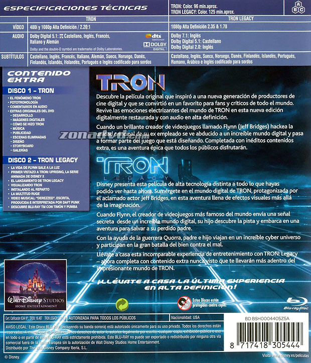 carátula Pack Tron + Tron Legacy portada 3